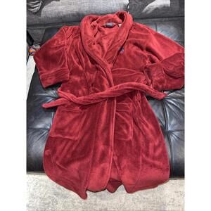 Polo Ralph Lauren Men’s Plush Fleece Bathrobe Burgundy Belted Shawl Collar